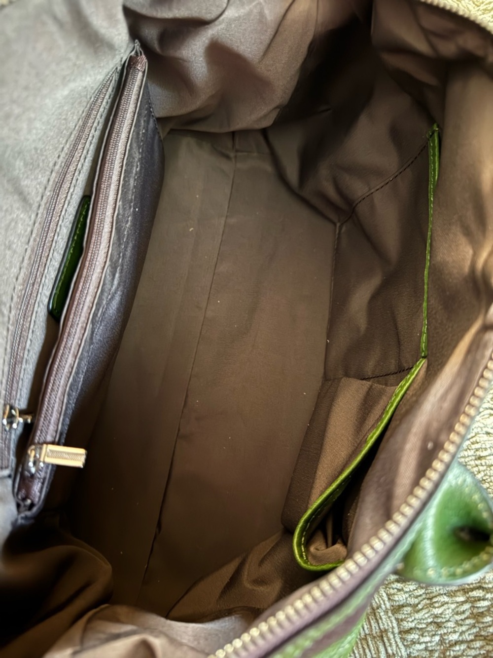 Green Leather Top-Handle Satchel - Picture 7 of 9